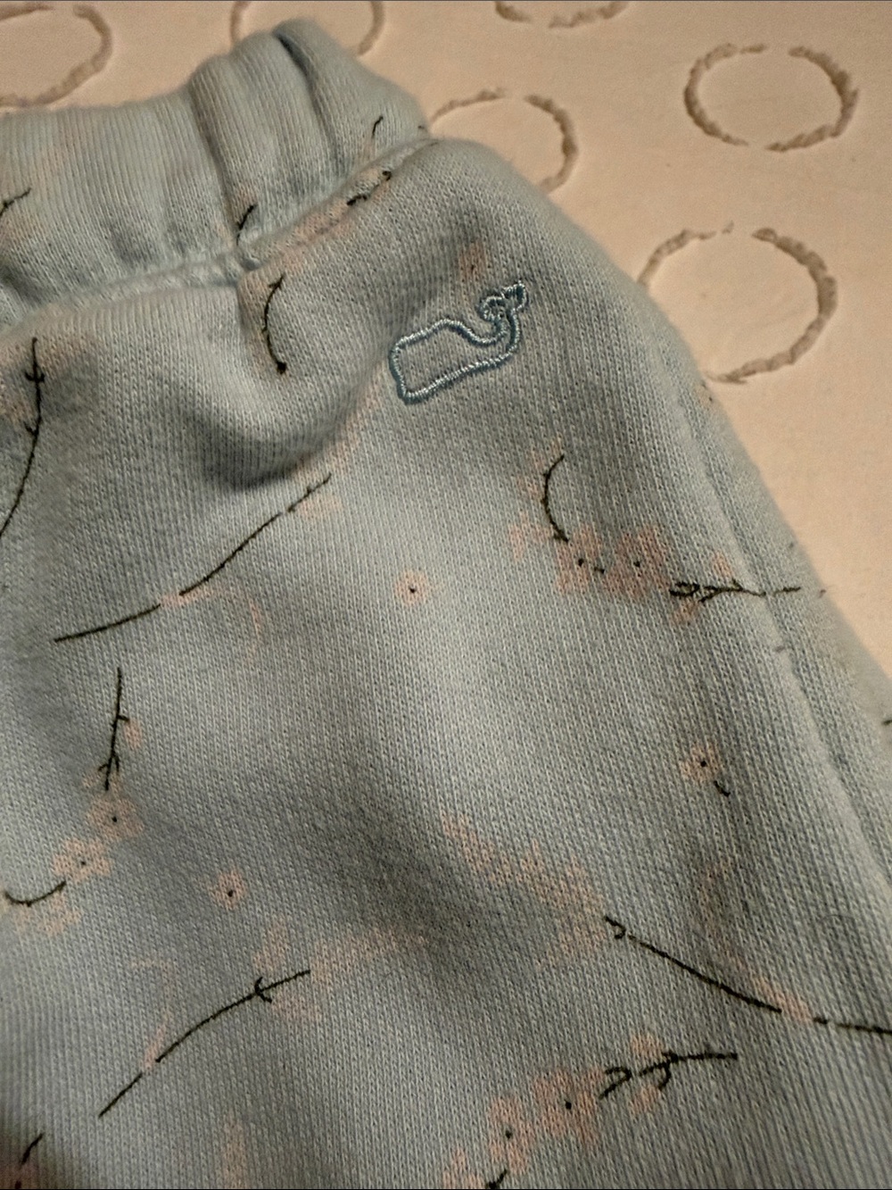 Vineyard Vines Pale Blue Joggers with Subtle Twig Print - Picture 2 of 5
